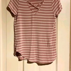Low cut, Striped, short sleeve T